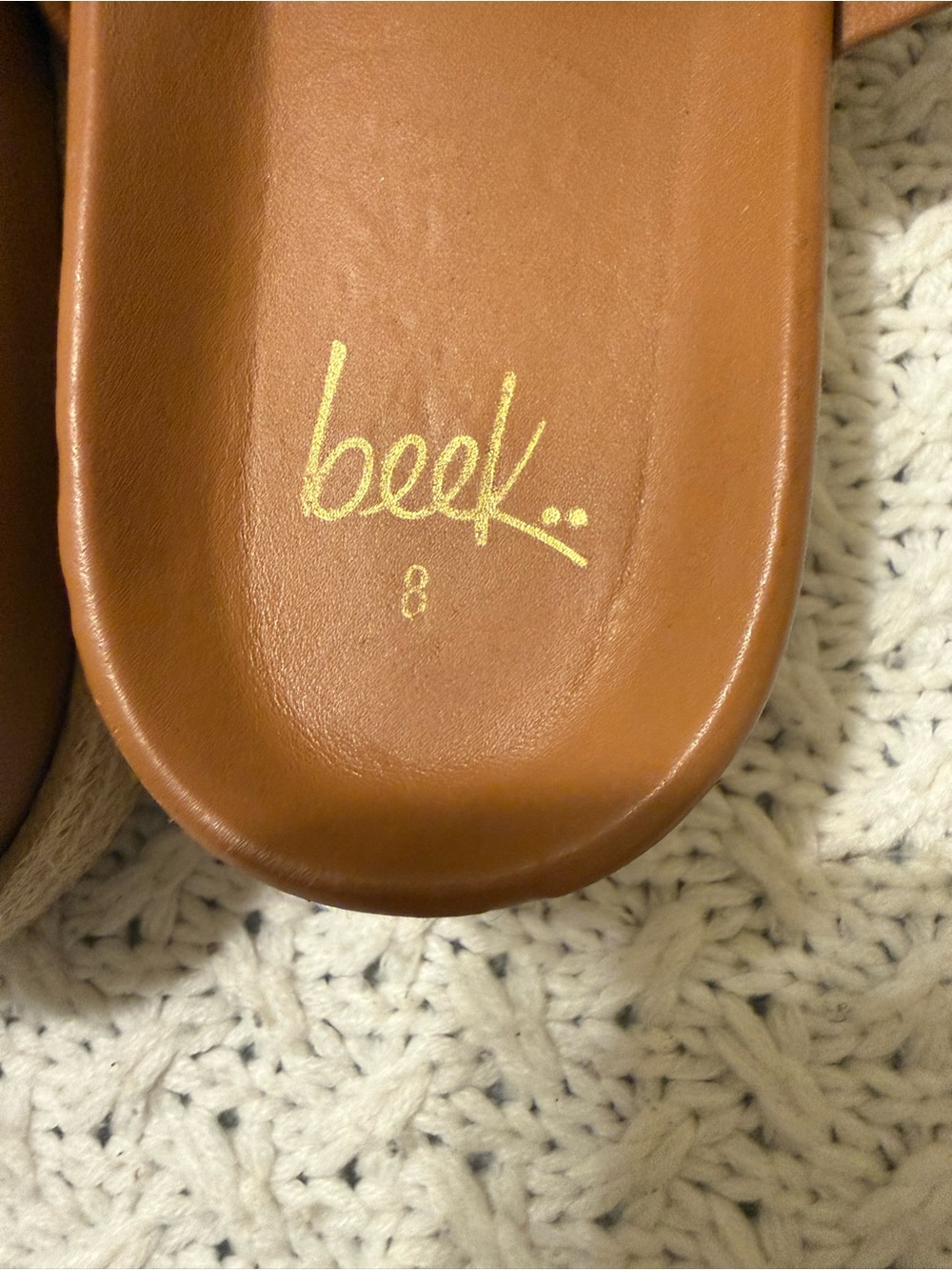 beek Women's Double Strap Slide Sandals in Cognac Brown size 8 - Picture 9 of 11